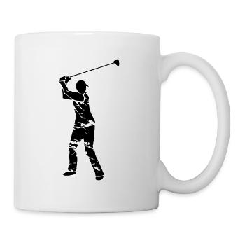 Golf Golfer Silhouette - White Grunge Design - Mug - white - Right