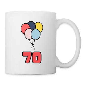 70. 70 JAHRE. 70-JÄHRIGES JUBILÄUM. GEBURTSTAG 70 JAHRE. - Tasse - Weiß - Rechts