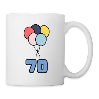70. 70 JAHRE. 70-JÄHRIGES JUBILÄUM. GEBURTSTAG 70 JAHRE. - Tasse - Weiß - Rechts