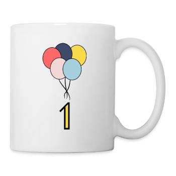 1. 1 JAHR. 1-JÄHRIGES JUBILÄUM. GEBURTSTAG 1 JAHR - Tasse - Weiß - Rechts