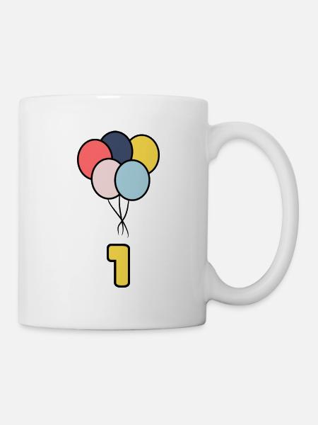 1. 1 AN. 1er ANNIVERSAIRE. ANNIVERSAIRE 1 AN - Mug blanc - blanc
