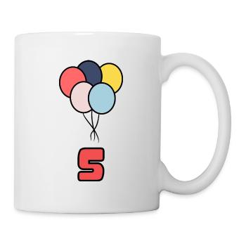 5. 5 JAHRE. 5-JÄHRIGES JUBILÄUM. GEBURTSTAG 5 JAHRE - Tasse - Weiß - Rechts