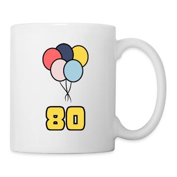 80. 80 JAHRE. 80-JÄHRIGES JUBILÄUM. GEBURTSTAG 80 JAHRE. - Tasse - Weiß - Rechts