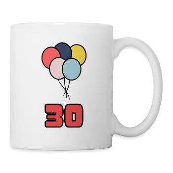 30. 30 JAHRE. 30-JÄHRIGES JUBILÄUM. GEBURTSTAG 30 JAHRE. - Tasse - Weiß - Rechts