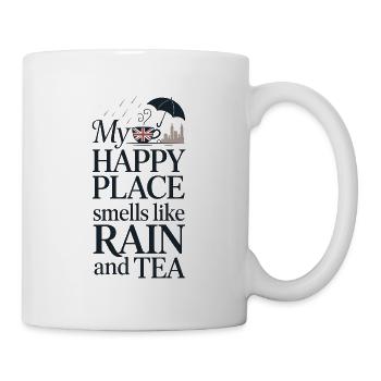 Happy Place: Rain & Tea – British Tea Design - Tasse - Weiß - Rechts