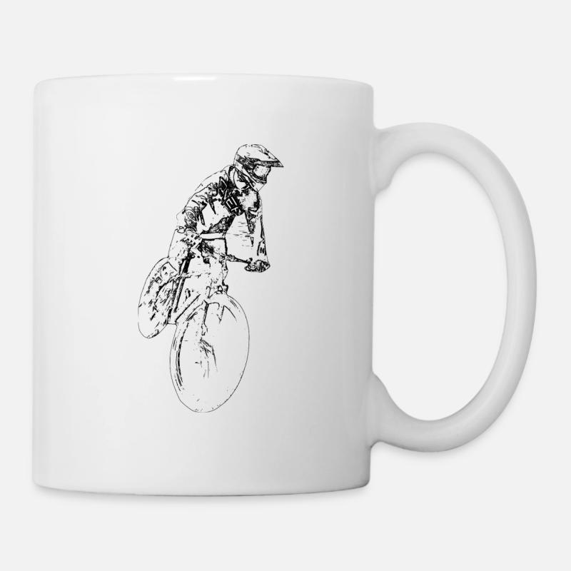 Mountainbiker, der Downhill fährt - Tasse - Weiß