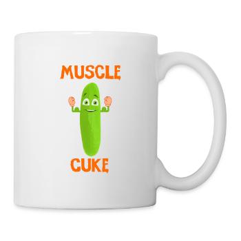 Muskelmann Gurke muscle cuke vegan und lustig - Tasse - Weiß - Rechts