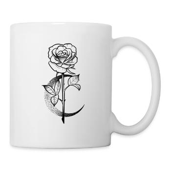 Rose et lune dotwork projet tatouage - Mug blanc - blanc - Droite