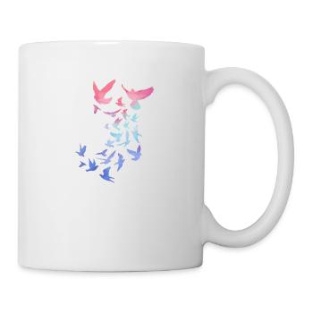 pigeons, sourds, oiseaux, troupeaux d’oiseaux, colorés, graffitis - Mug blanc - blanc - Droite
