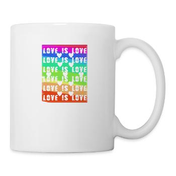 l’amour est l’amour, les cœurs, coloré, arc-en-ciel, l’amour, le rétro - Mug blanc - blanc - Droite