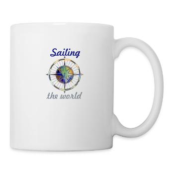sailing the world, sailing,segeln, kompass, bunt - Tasse - Weiß - Rechts
