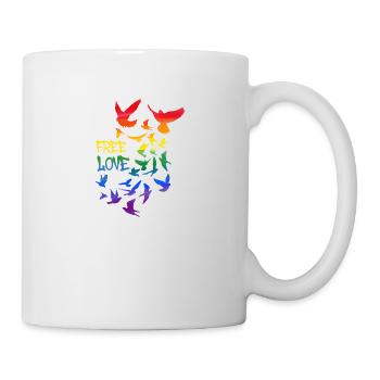 amour libre, sourd, sourd, graffiti, arc-en-ciel, LGBT - Mug blanc - blanc - Droite