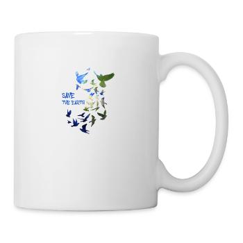 save the earth ,earth ,tauben, taube, vögel,erde - Tasse - Weiß - Rechts