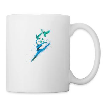 tanz,tänzerin,blau,graffiti,leichtigkeit, vögel - Tasse - Weiß - Rechts