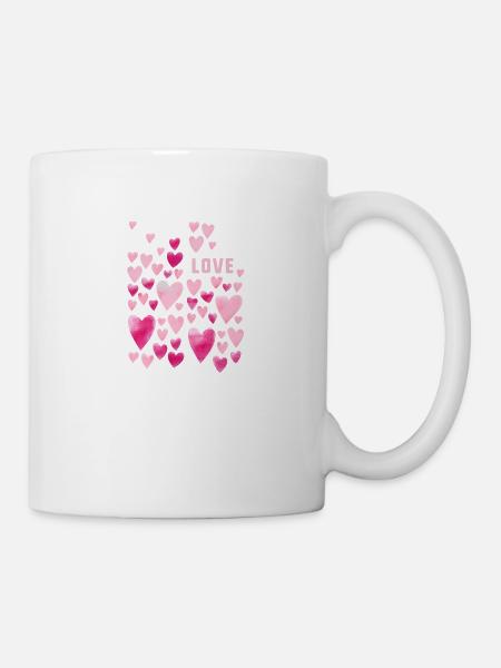 Amour, Cœur, Aquarelle, Cœur, Graffiti, Amour, - Mug blanc - blanc