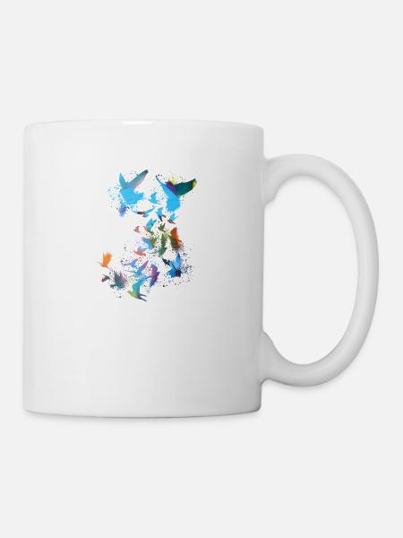tauben,taube,vögel,vogelschwarm,graffiti,blau - Tasse - Weiß