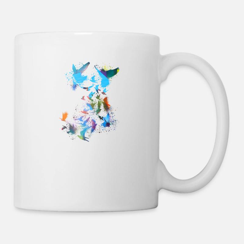 tauben,taube,vögel,vogelschwarm,graffiti,blau - Tasse - Weiß