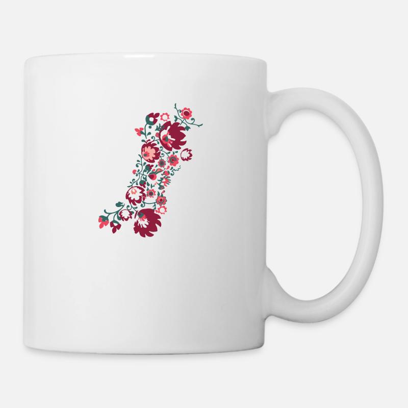 ornamente,blumen,rot,blume,ranke,floral - Tasse - Weiß