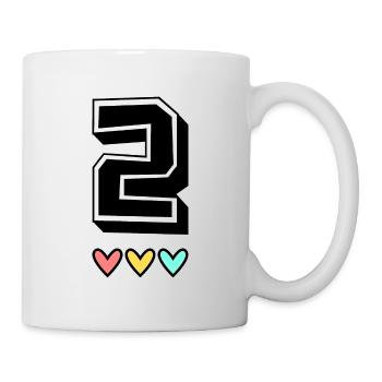 2. 2 JAHRE. 2. JAHRESTAG. GEBURTSTAG 2 JAHRE. - Tasse - Weiß - Rechts