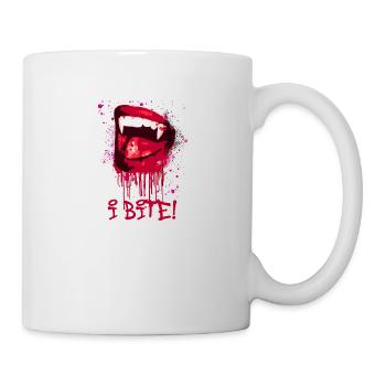 i bite, vampire,vampir,blut,mund, halloween,bite - Tasse - Weiß - Rechts