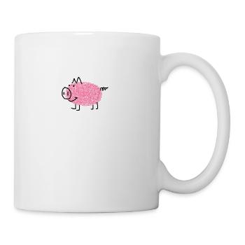 porcs rose fantaisie de l'empreinte digitale - Mug blanc - blanc - Droite