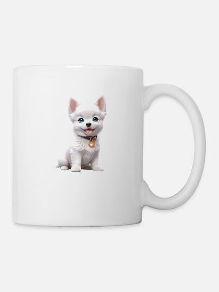 cute white puppy/ süßer weißer Welpe - Tasse - Weiß