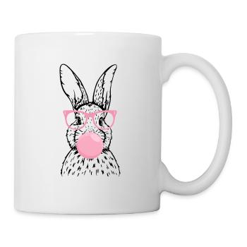 Lapin avec des lunettes roses et du chewing-gum - Mug blanc - blanc - Droite