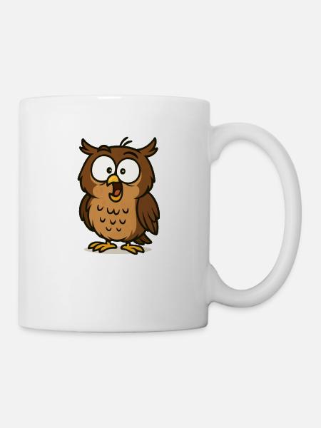 eule comic - Tasse - Weiß