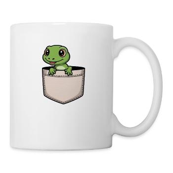 Funny Lizard in Pocket - Cute Reptile Product Gift - Mug - white - Right