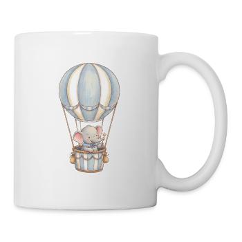 Baby elephant in hot air balloon blue - Mug - white - Right