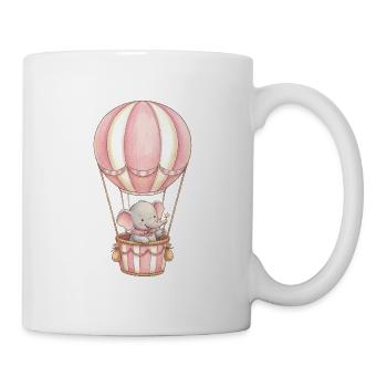 Baby elephant in hot air balloon pink - Mug - white - Right