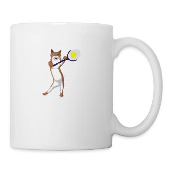 Cat plays Tennis Cat Tennis Tennis Ball Meow - Mug - white - Right