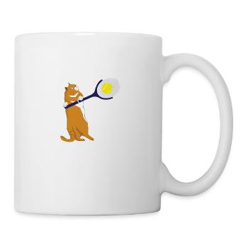 Cat plays Tennis Cat Tennis Tennis Ball Meow - Mug - white - Right