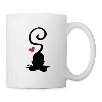 Cat red heart / cat - heart - yoga - Mug - white - Right
