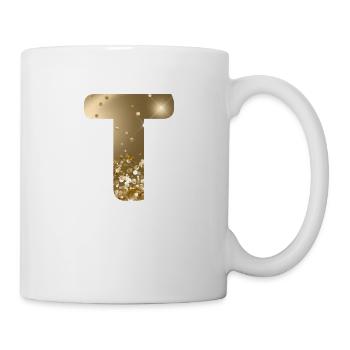 Customizable Monogram T Gold Glitter - Mug - white - Right