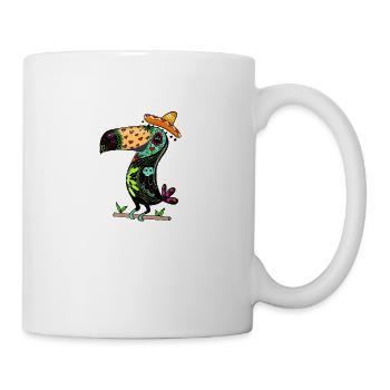 Toucan Sugar Skull Fun Illustration, Amoureux des animaux - Mug blanc - blanc - Droite