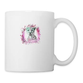 léopard, chat, chat sauvage, graffiti, peinture, rose - Mug blanc - blanc - Droite