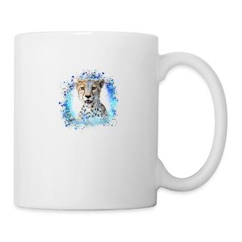 léopard, chat, chat sauvage, graffiti, peinture, bleu - Mug blanc - blanc - Droite