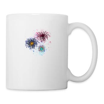 Feux d’artifice,Fusées,Étoiles,Réveillon du Nouvel An,Coloré - Mug blanc - blanc - Droite