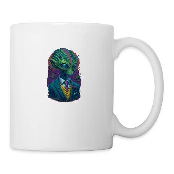 Alien mit Anzug Gruselig Aliens UFO - Tasse - Weiß - Rechts