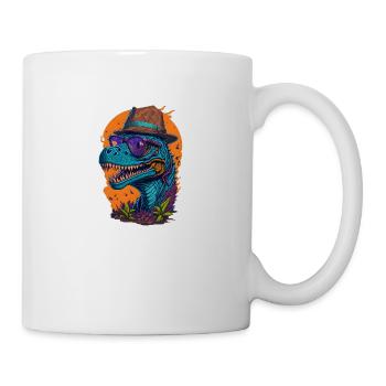 Dinosaure avec chapeau et lunettes Drôle à la mode - Mug blanc - blanc - Droite