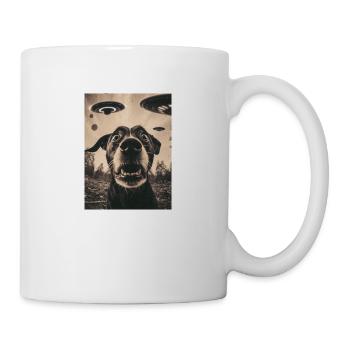 Alien UFO Funny Dog Meme Selfie - Mug - white - Right