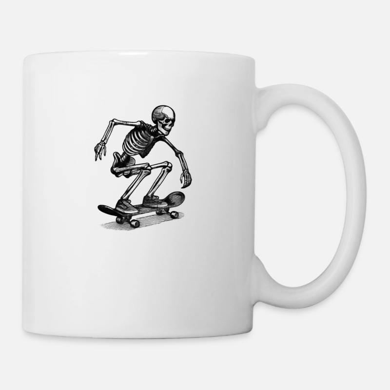 Skeleton skateboard, Skelett - Tasse - Weiß