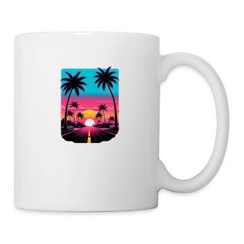 Einsame Straße nach Miami Sonnenuntergang Vaporwave 80er Jahre - Tasse - Weiß - Rechts