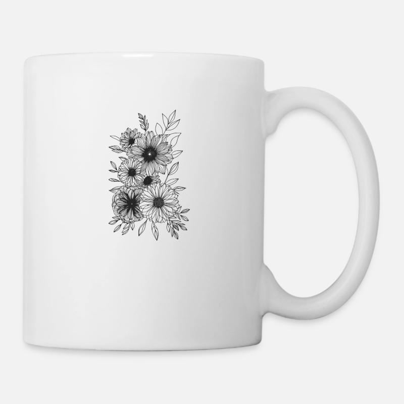 Blumen Tattoo - Tasse - Weiß