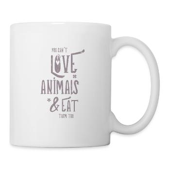 Vegan Veganer Vegetarier Tiere Sprüche Geschenk - Tasse - Weiß - Rechts