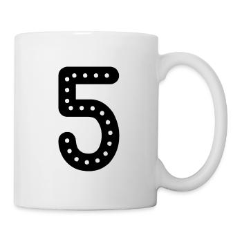 5 JAHRE. 5-jähriges JUBILÄUM. GEBURTSTAG 5 JAHRE. 5 - Tasse - Weiß - Rechts