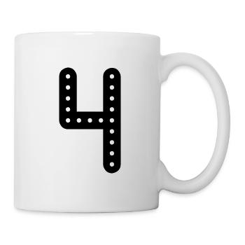 4 JAHRE. 4-jähriges JUBILÄUM. GEBURTSTAG 4 JAHRE. 4 - Tasse - Weiß - Rechts