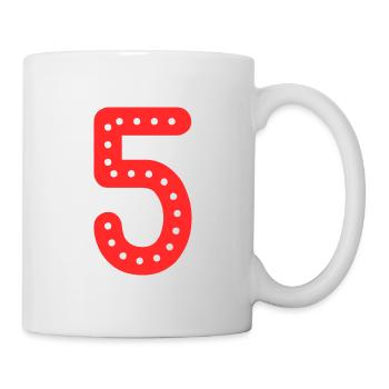 5 JAHRE. 5-jähriges JUBILÄUM. GEBURTSTAG 5 JAHRE. 5 - Tasse - Weiß - Rechts