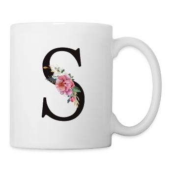 Monogramme S Floral Blanc Personnalisable - Mug blanc - blanc - Droite